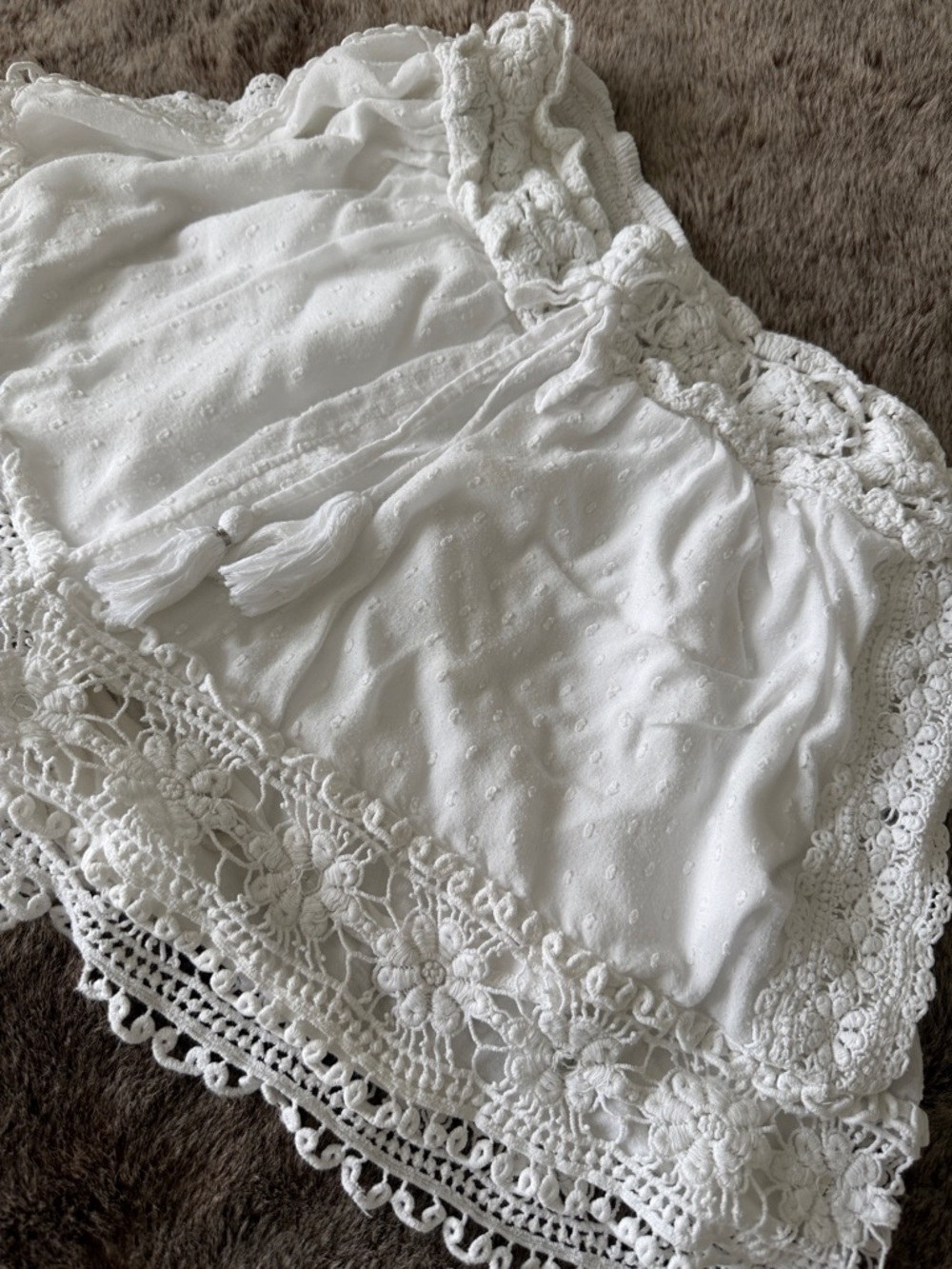 American Eagle Outfitters White High-Waist Crochet cotton Lace Comfy Shorts M - Picture 5 of 11